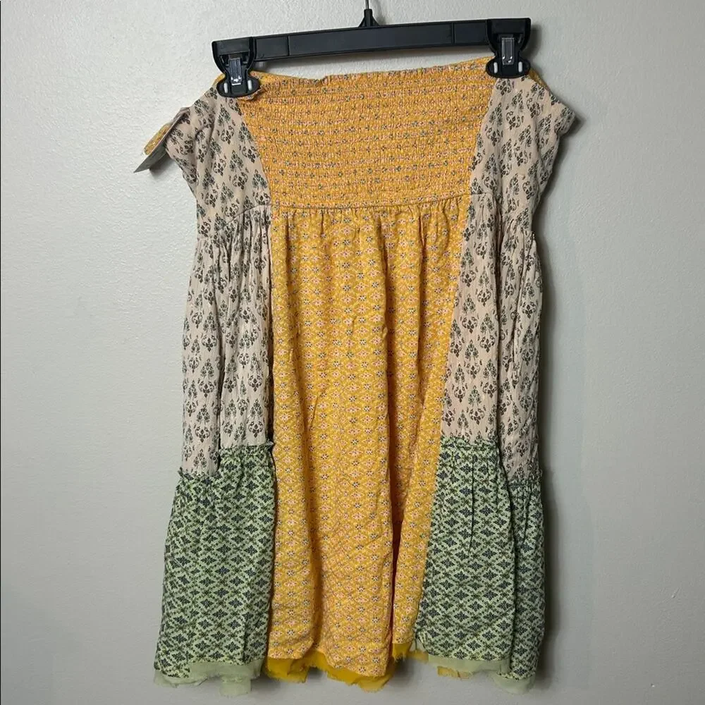 Free People Across the Sea tunic mini dress in yellow NWT